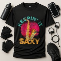 Keepin It Saxy Sax Player Jazz Musician Gifts Saxophone Cooling Performance Crew T-Shirt