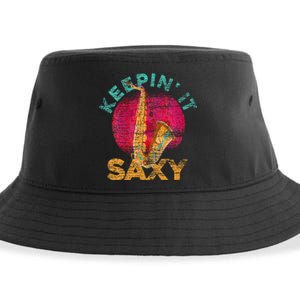 Keepin It Saxy Sax Player Jazz Musician Gifts Saxophone Sustainable Bucket Hat