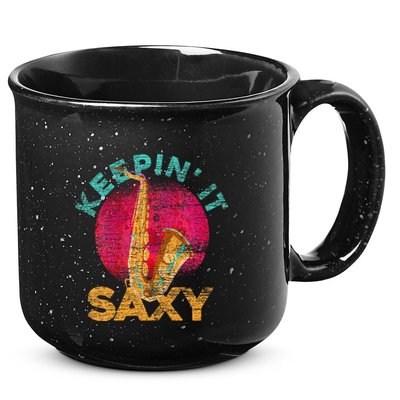 Keepin It Saxy Sax Player Jazz Musician Gifts Saxophone 15oz Campfire Ceramic Mug