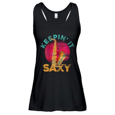 Keepin It Saxy Sax Player Jazz Musician Gifts Saxophone Ladies Essential Flowy Tank