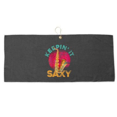 Keepin It Saxy Sax Player Jazz Musician Gifts Saxophone Large Microfiber Waffle Golf Towel