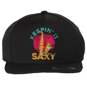 Keepin It Saxy Sax Player Jazz Musician Gifts Saxophone Wool Snapback Cap