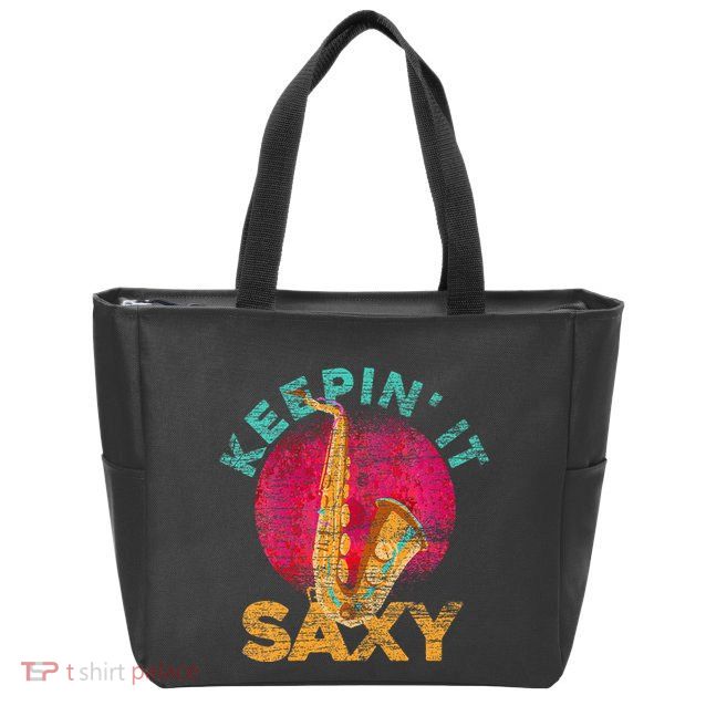 Keepin It Saxy Sax Player Jazz Musician Gifts Saxophone Zip Tote Bag
