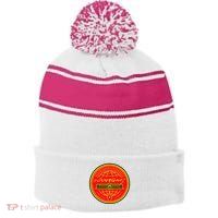 Kim Il Sung University Stripe Pom Pom Beanie