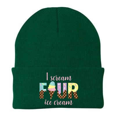 Kids I Scream Four Ice Cream 4th Birthday Knit Cap Winter Beanie