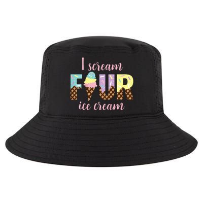 Kids I Scream Four Ice Cream 4th Birthday Cool Comfort Performance Bucket Hat