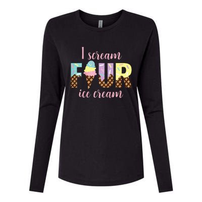 Kids I Scream Four Ice Cream 4th Birthday Womens Cotton Relaxed Long Sleeve T-Shirt