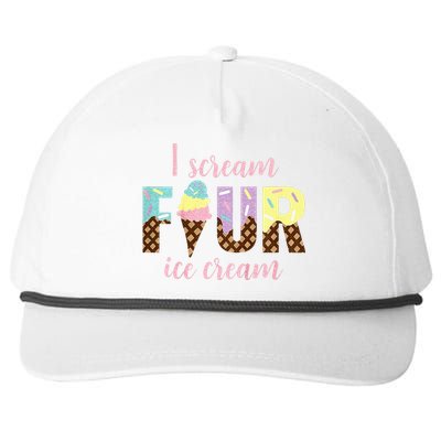 Kids I Scream Four Ice Cream 4th Birthday Snapback Five-Panel Rope Hat