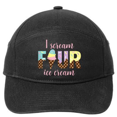 Kids I Scream Four Ice Cream 4th Birthday 7-Panel Snapback Hat