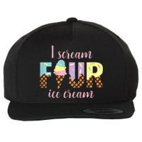 Kids I Scream Four Ice Cream 4th Birthday Wool Snapback Cap