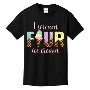 Kids I Scream Four Ice Cream 4th Birthday Kids T-Shirt