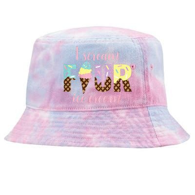 Kids I Scream Four Ice Cream 4th Birthday Tie-Dyed Bucket Hat