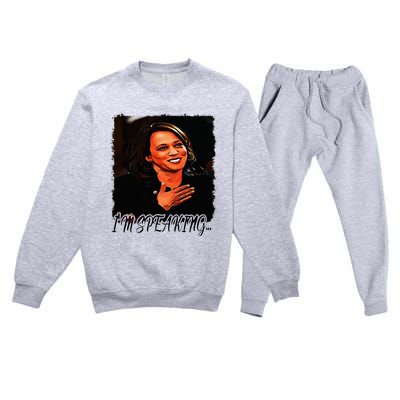 Kamala I’M Speaking Vote For Vice President Kamala Premium Crewneck Sweatsuit Set