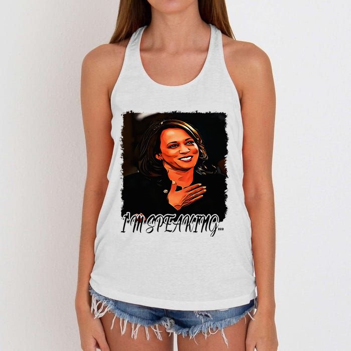 Kamala I’M Speaking Vote For Vice President Kamala Women's Knotted Racerback Tank