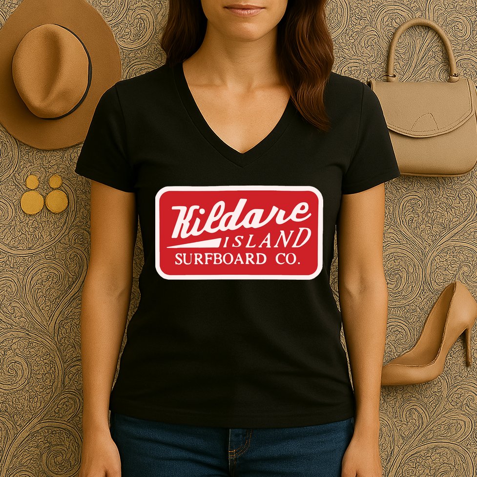 Kildare Island Surfboard Women's V-Neck T-Shirt