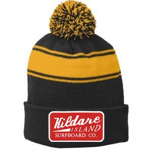 Kildare Island Surfboard John B Wear Hat Stripe Pom Pom Beanie