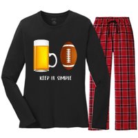 Keep It Simple Beer College Football Funny Common Women's Long Sleeve Flannel Pajama Set 