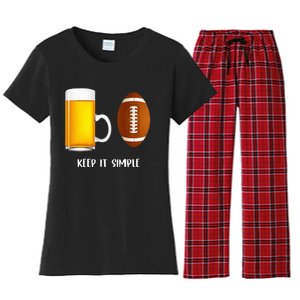 Keep It Simple Beer College Football Funny Common Women's Flannel Pajama Set