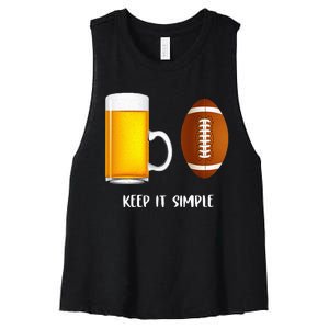 Keep It Simple Beer College Football Funny Common Women's Racerback Cropped Tank