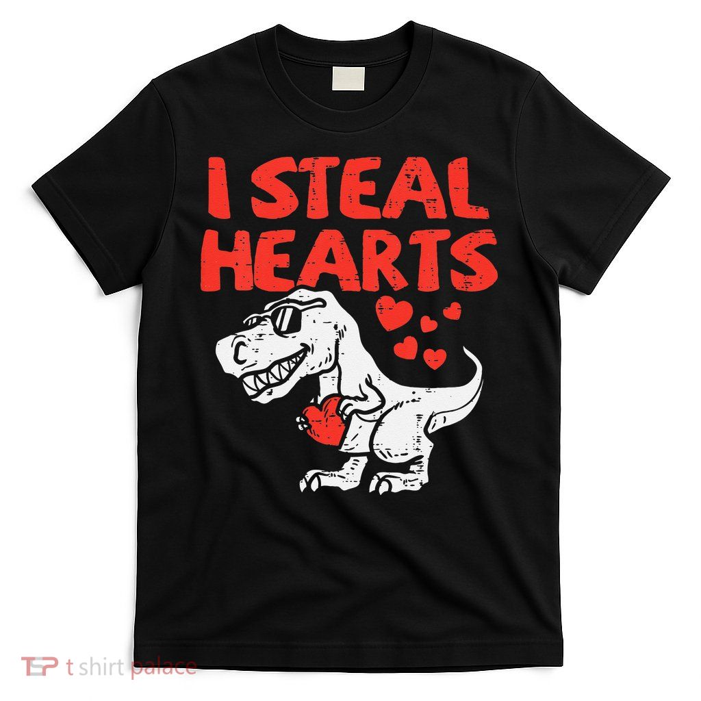 Kids I Steal Hearts Trex Dino Baby Boy Valentines Day T-Shirt