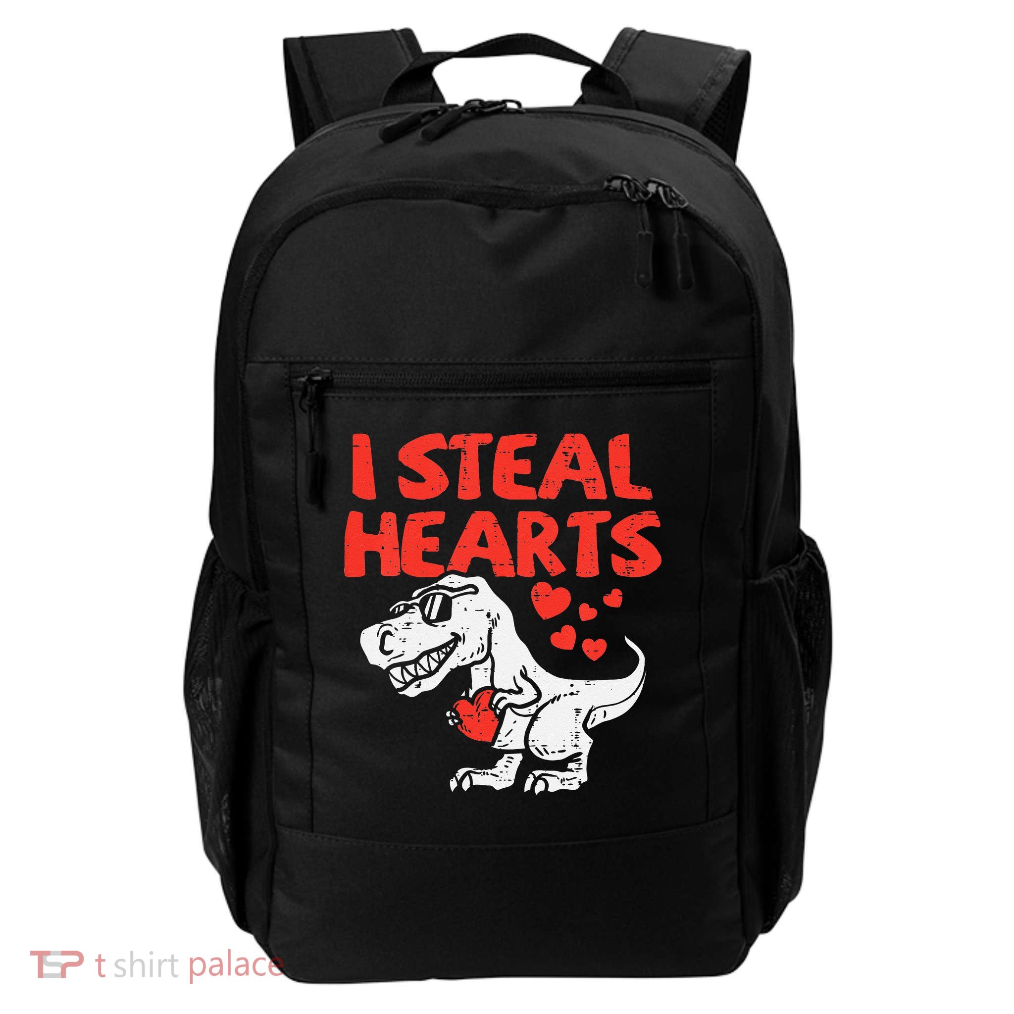 Kids I Steal Hearts Trex Dino Baby Boy Valentines Day Backpack
