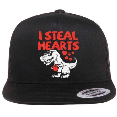 Kids I Steal Hearts Trex Dino Baby Boy Valentines Day Flatbill Hat
