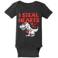 Kids I Steal Hearts Trex Dino Baby Boy Valentines Day Baby Bodysuit