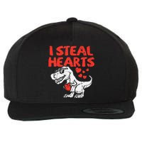 Kids I Steal Hearts Trex Dino Baby Boy Valentines Day Wool Snapback Cap