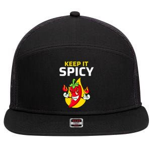 Keep It Spicy I Jalapeno I Chili 7 Panel Mesh Trucker Snapback Hat