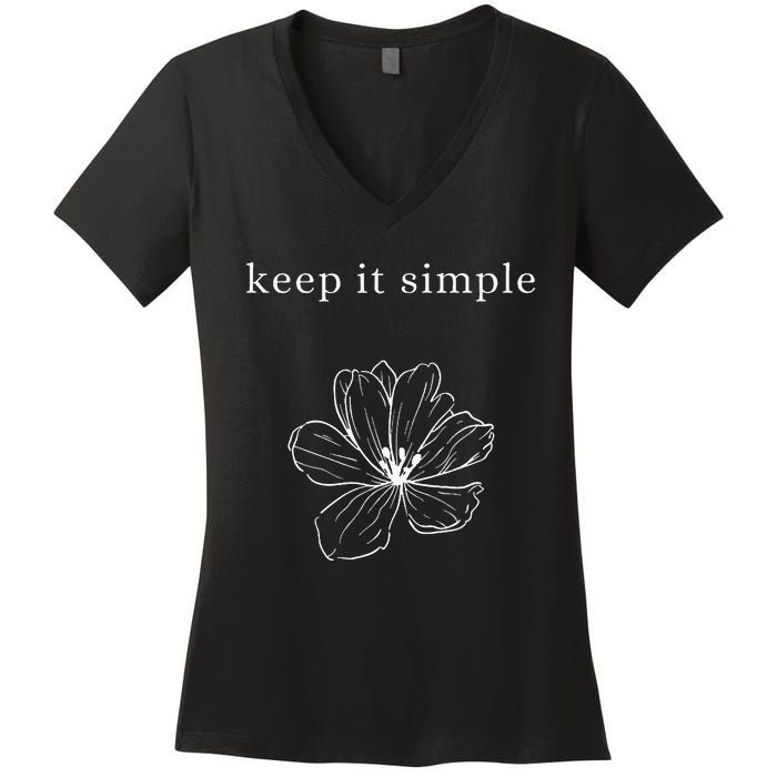 Keep It Simple Flower Womens Women's V-Neck T-Shirt