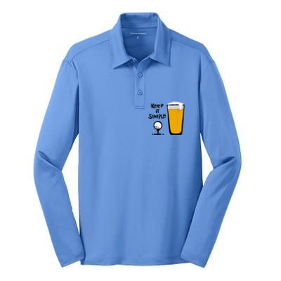 Keep It Simples Funny Golf Beer Silk Touch Performance Long Sleeve Polo