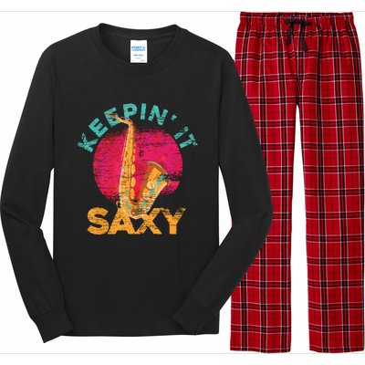 Keepin It Saxy Sax Player Jazz Musician Gifts Saxophone Long Sleeve Pajama Set