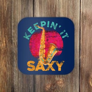 Keepin It Saxy Sax Player Jazz Musician Gifts Saxophone Coaster