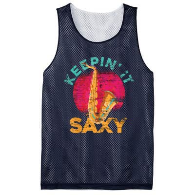 Keepin It Saxy Sax Player Jazz Musician Gifts Saxophone Mesh Reversible Basketball Jersey Tank