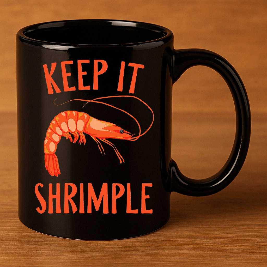 Keep It Shrimple Shrimps Crawfish Crab Seafood Lover 11oz C Handle Ceramic Mug