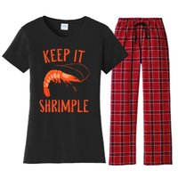 Keep It Shrimple Shrimps Crawfish Crab Seafood Lover Women's Flannel Pajama Set