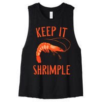 Keep It Shrimple Shrimps Crawfish Crab Seafood Lover Women's Racerback Cropped Tank