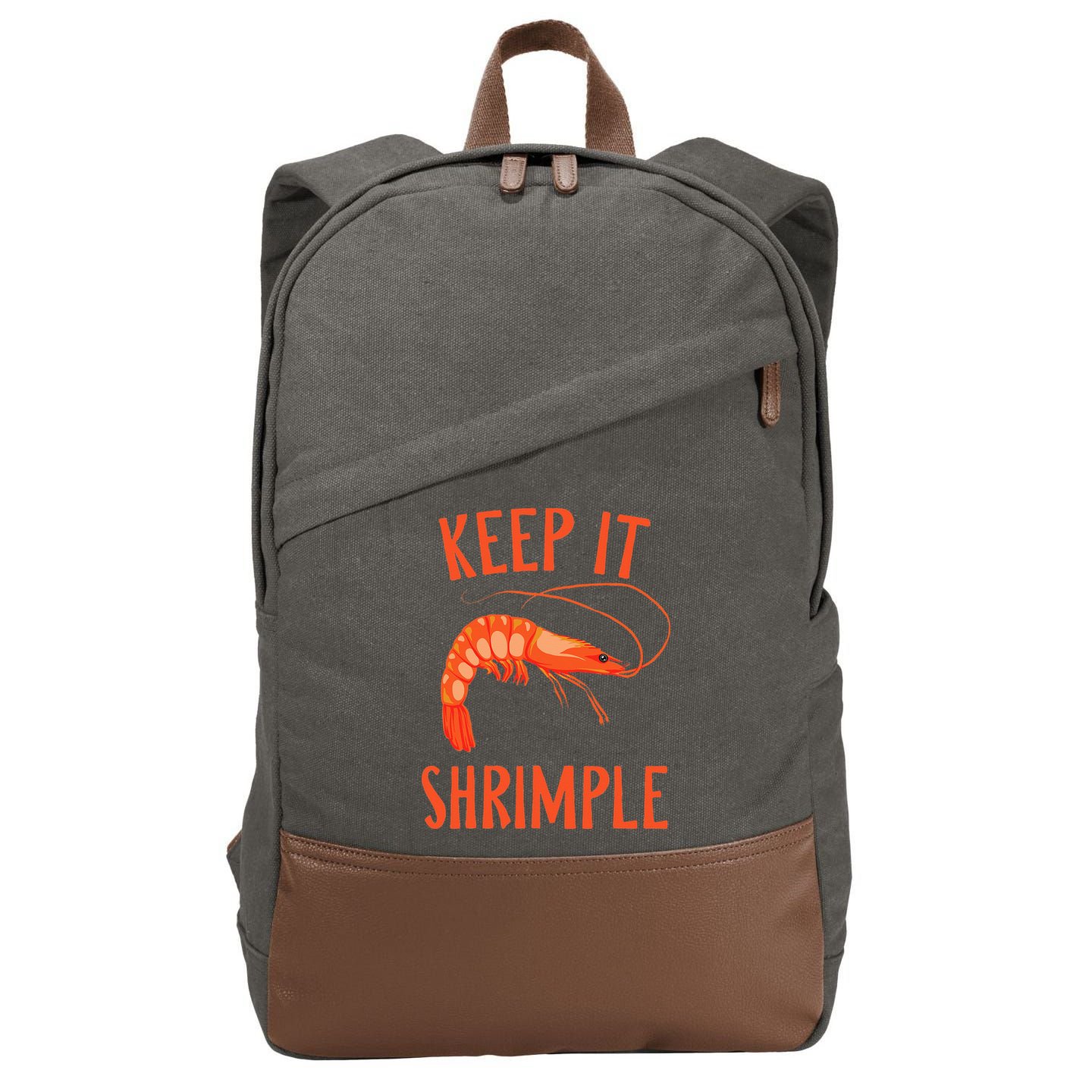 Keep It Shrimple Shrimps Crawfish Crab Seafood Lover Cotton Canvas Backpack