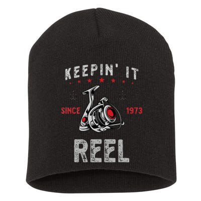 Keepin It Since 1973 Reel For Fishermen Birthday Short Acrylic Beanie