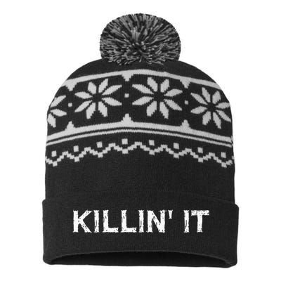 Killin It Sarcasm Gift Funny Saying USA-Made Snowflake Beanie