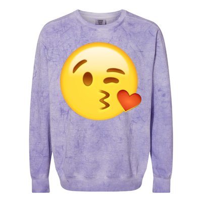 Kiss Face Emoticon Emoji Kissing Heart Colorblast Crewneck Sweatshirt