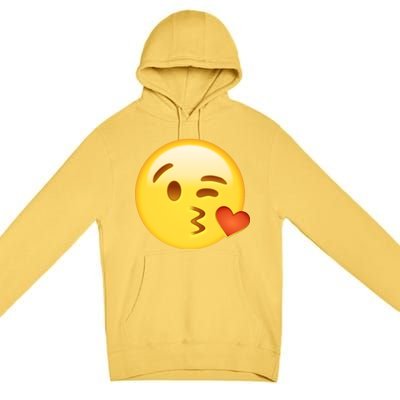 Kiss Face Emoticon Emoji Kissing Heart Premium Pullover Hoodie