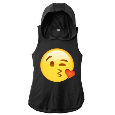 Kiss Face Emoticon Emoji Kissing Heart Ladies PosiCharge Tri-Blend Wicking Draft Hoodie Tank