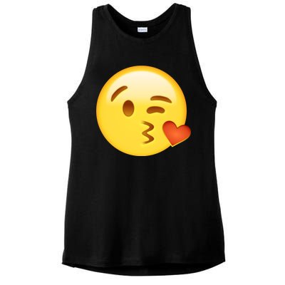 Kiss Face Emoticon Emoji Kissing Heart Ladies PosiCharge Tri-Blend Wicking Tank