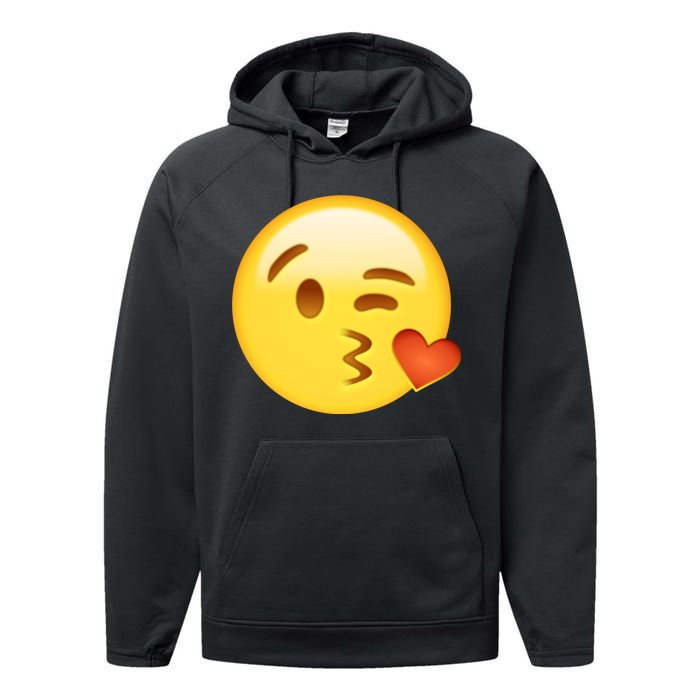 Kiss Face Emoticon Emoji Kissing Heart Performance Fleece Hoodie