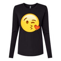 Kiss Face Emoticon Emoji Kissing Heart Womens Cotton Relaxed Long Sleeve T-Shirt