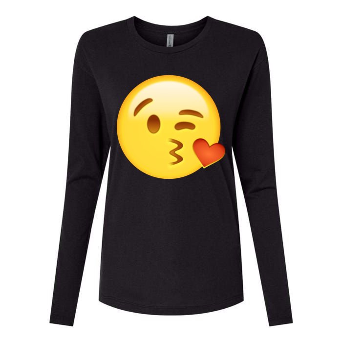 Kiss Face Emoticon Emoji Kissing Heart Womens Cotton Relaxed Long Sleeve T-Shirt