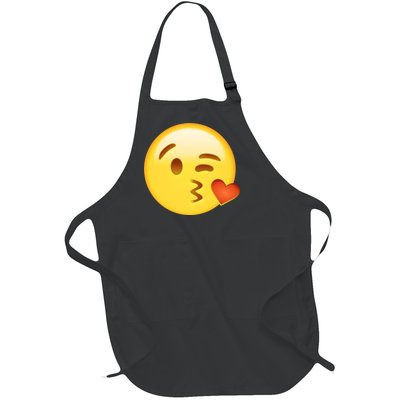 Kiss Face Emoticon Emoji Kissing Heart Full-Length Apron With Pockets