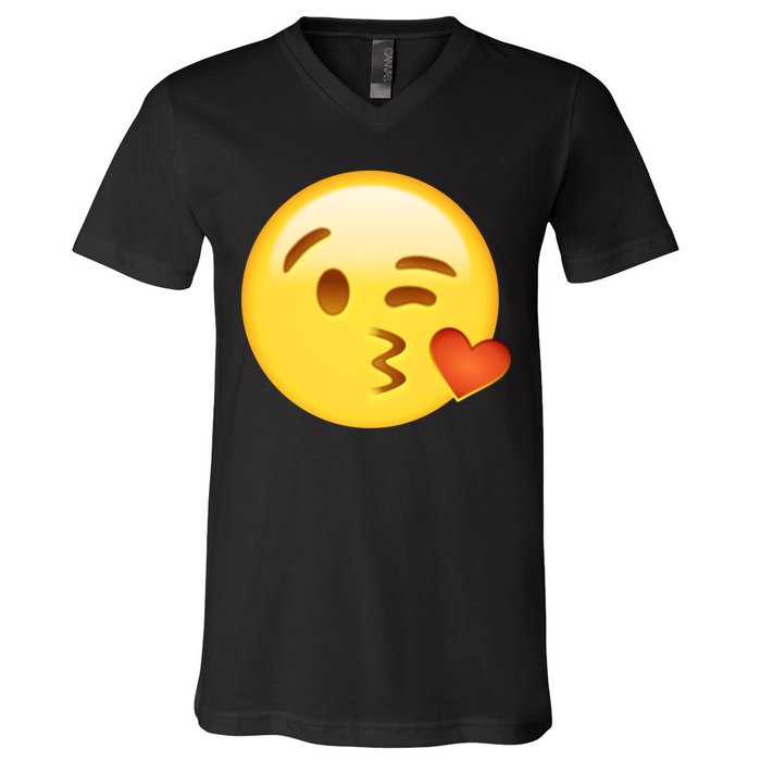 Kiss Face Emoticon Emoji Kissing Heart V-Neck T-Shirt