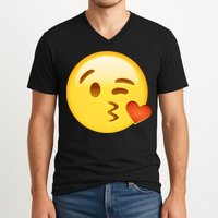 Kiss Face Emoticon Emoji Kissing Heart V-Neck T-Shirt